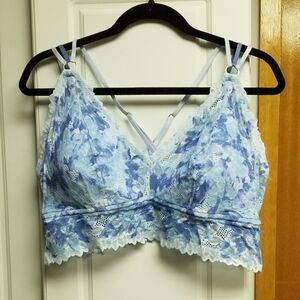 👙Aerie flowered blue lace bralette